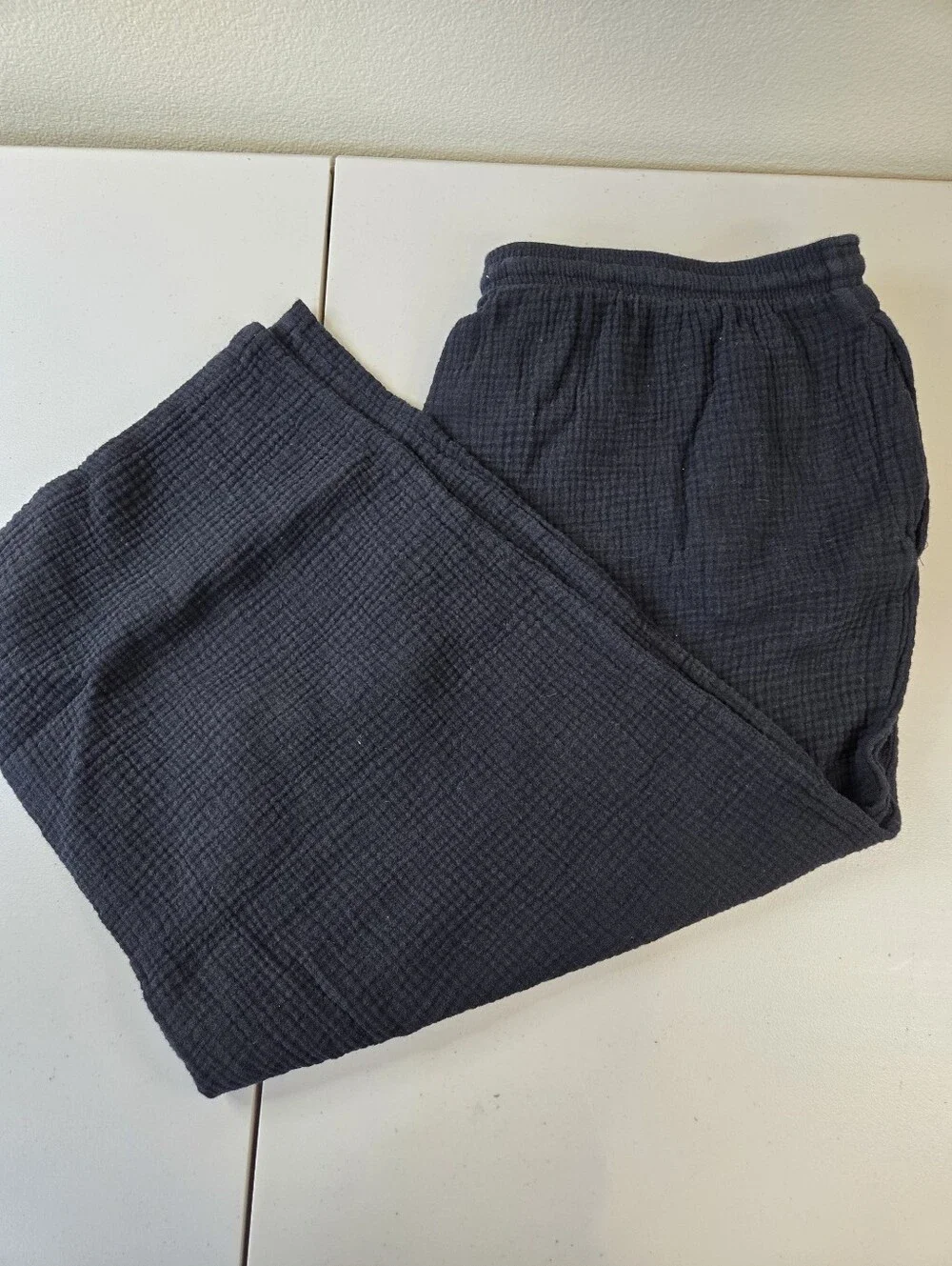 Jessica Simpson Cotton Gauze Cropped Lounge Pants Black Size XL